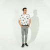 TIE AND DIE SHORT SLEEVE CREW NECK T-SHIRT WHITE & GREY