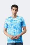Tie And Dye Short Sleeve Crew Neck T-shirt- SKY BLUE