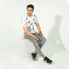 TIE AND DIE SHORT SLEEVE CREW NECK T-SHIRT WHITE & GREY