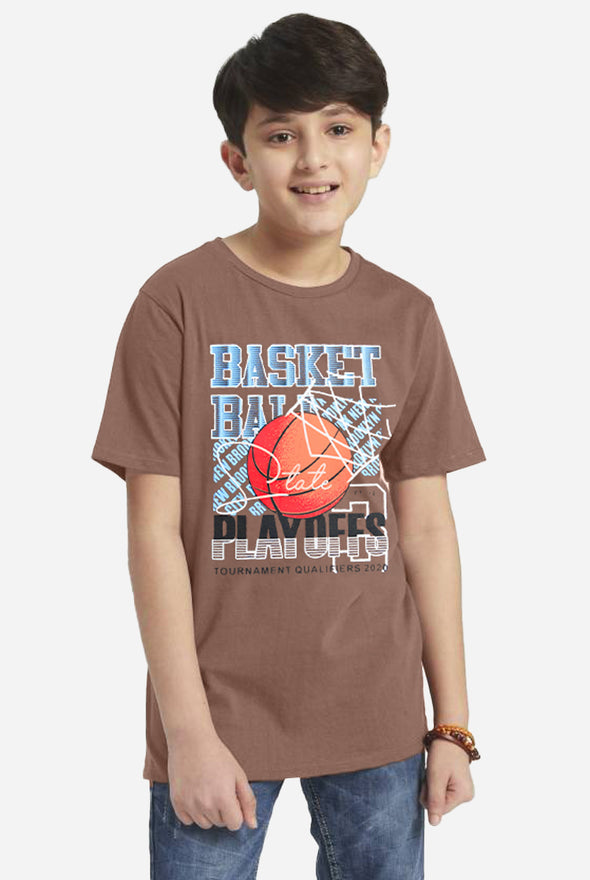 Basket Ball T-Shirt- Brown