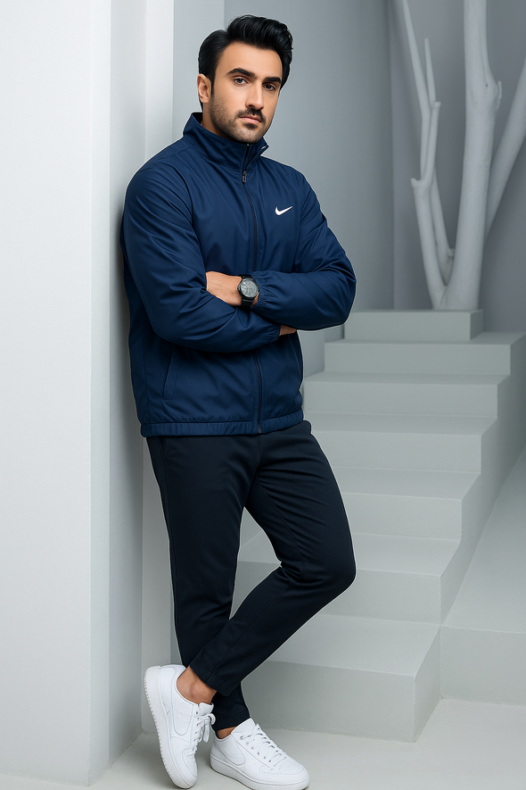 Navy Blue Essential Windbreaker Jacket