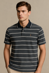 FAHRENHEIT MEN STRIPED POLO SHIRT-GREY-WHITE