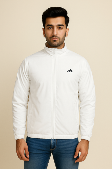 White Adidas Windbreaker Jacket – Stylish & Lightweight
