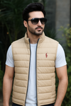 Beige Sleeveless puffer jacket