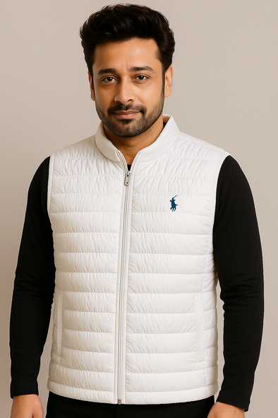 premium white sleeveless Puffer jacket