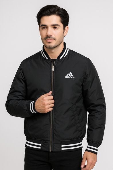 Classic Black Bomber Jacket – Winter Outerwear