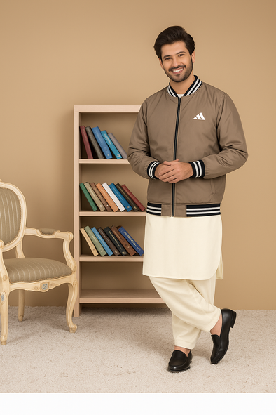 CLASSIC BOMBER JACKET BEIGE COLOR