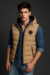 Men’s Beige Skin  Sleeveless Puffer Jacket