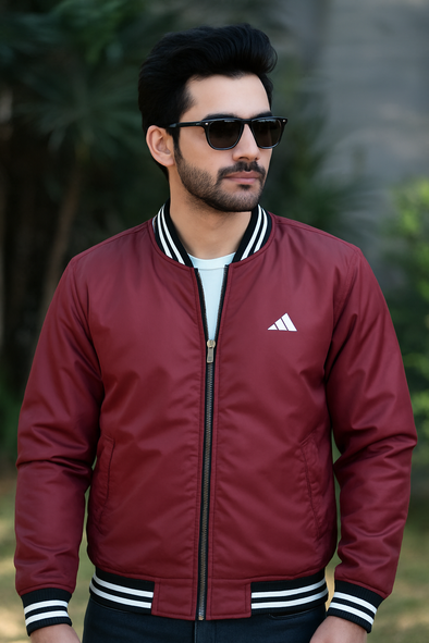 CLASSIC BOMBER JACKET MAROON COLOR