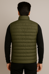 premium sleeveless olive green puffer jacket