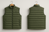 premium sleeveless olive green puffer jacket