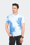 TIE & DIE SHORT SLEEVE CREW NECK T SHIRT-WHITE & BLUE