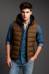 Men’s chocolate brown Sleeveless Puffer Jacket