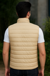 Beige Sleeveless puffer jacket